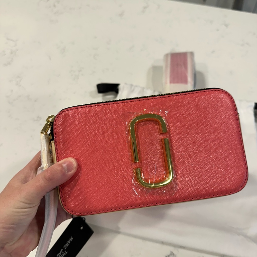 NWT Marc Jacobs Pink & Coral Snapshot Crossbody Bag - Picture 7 of 15